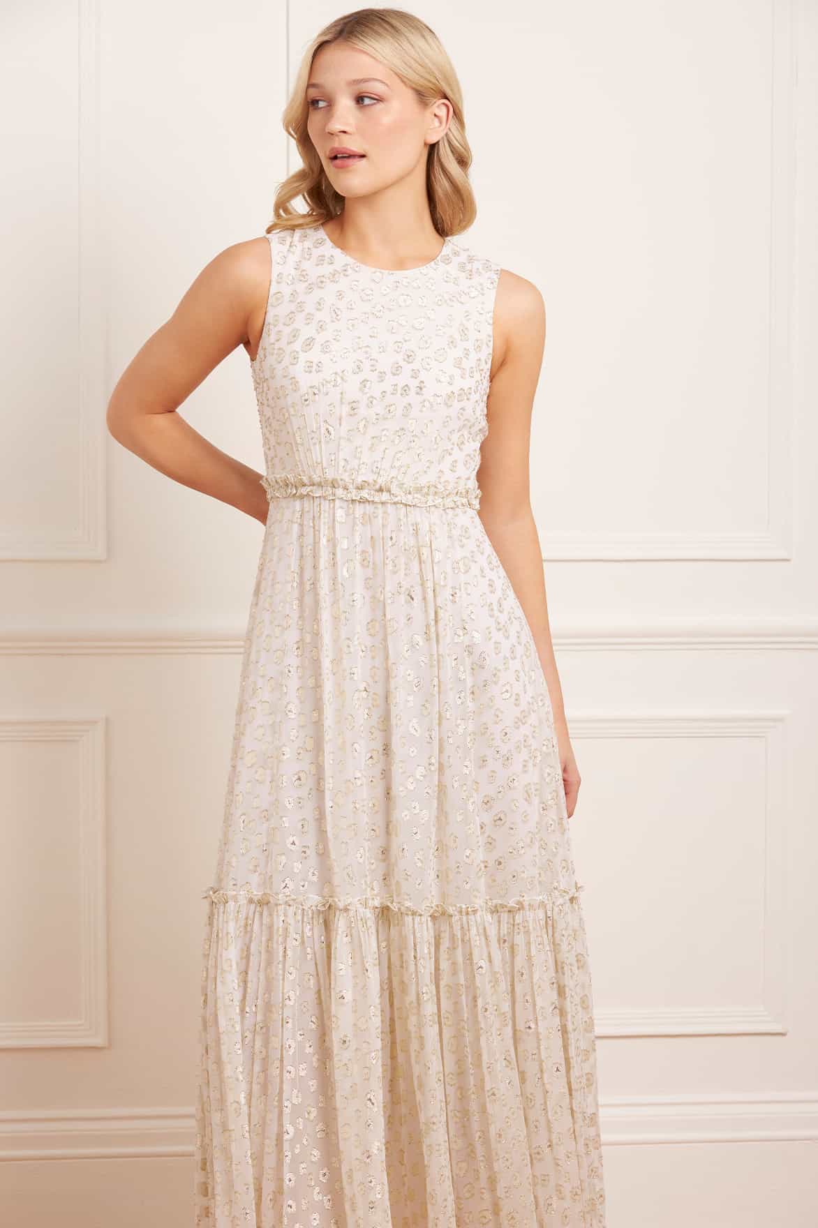 Harper Lurex Cape Ankle Gown