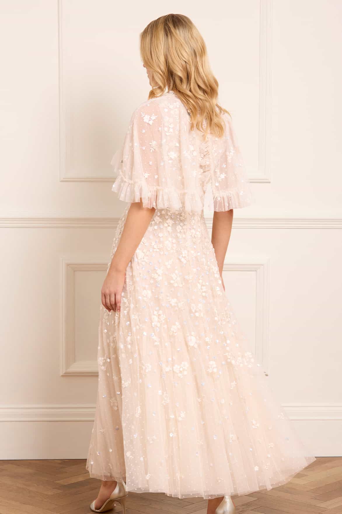 Dahlia Ditsy Short Cape Ankle Gown