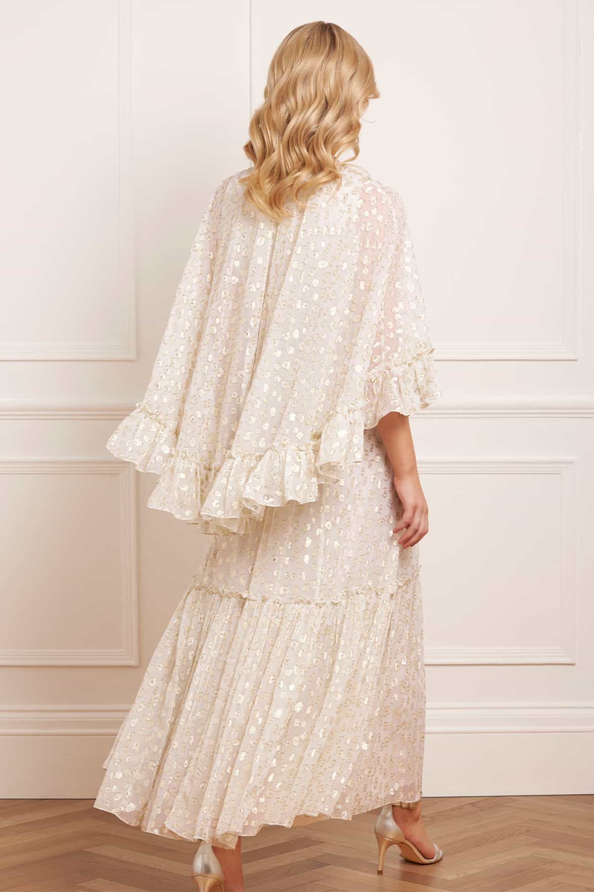 Harper Lurex Cape Ankle Gown